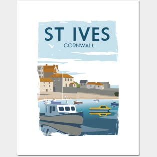 Funny Retro England ST Ives Cornwall Travel Poster Apparel Posters and Art